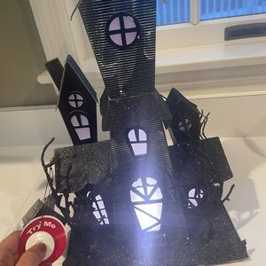 NW HALLOWEEN TALL HOUSE LIGHTED BLACK GLITTER